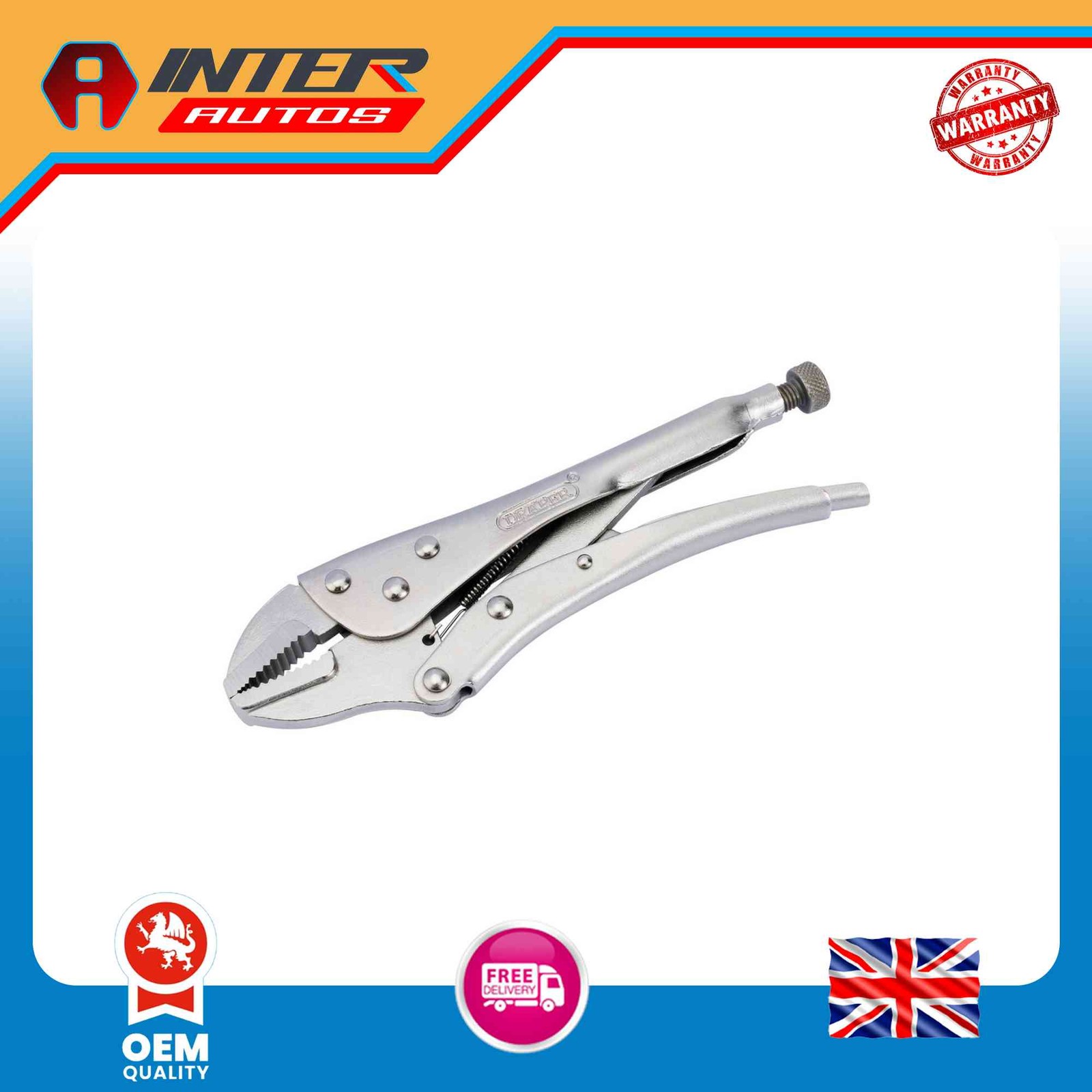 Draper Straight Jaw Self Grip Pliers, 220mm 35372