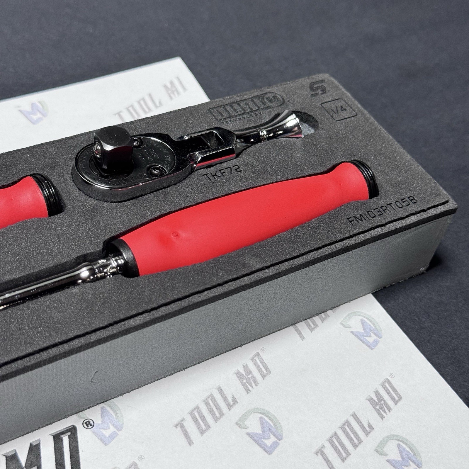 Snap-on Tools USA NEW REVERSE RED Compact 3pc 3/8″ Drive Ratchet Set 103RT05F