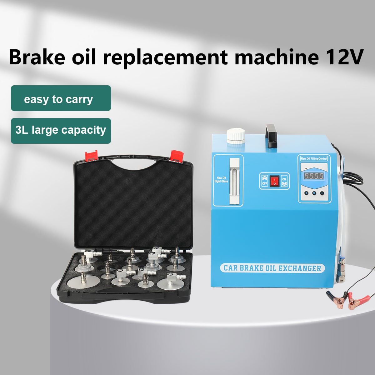 Brake Fluid Changer Machine 12V Auto Brake Oil Replacement Tool + 16 Connector