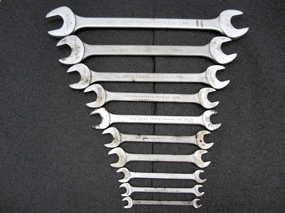 Vintage Proto 10pc SAE Open End Wrench Made in USA