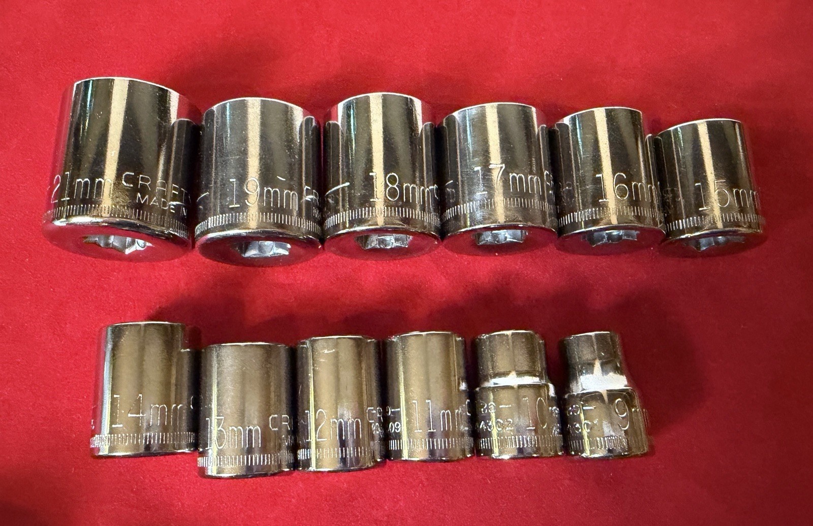 22 pc Craftsman 3/8″ Drive 12 Point SAE METRIC 21mm-9mm & 7/8″ – 5/16″ USA