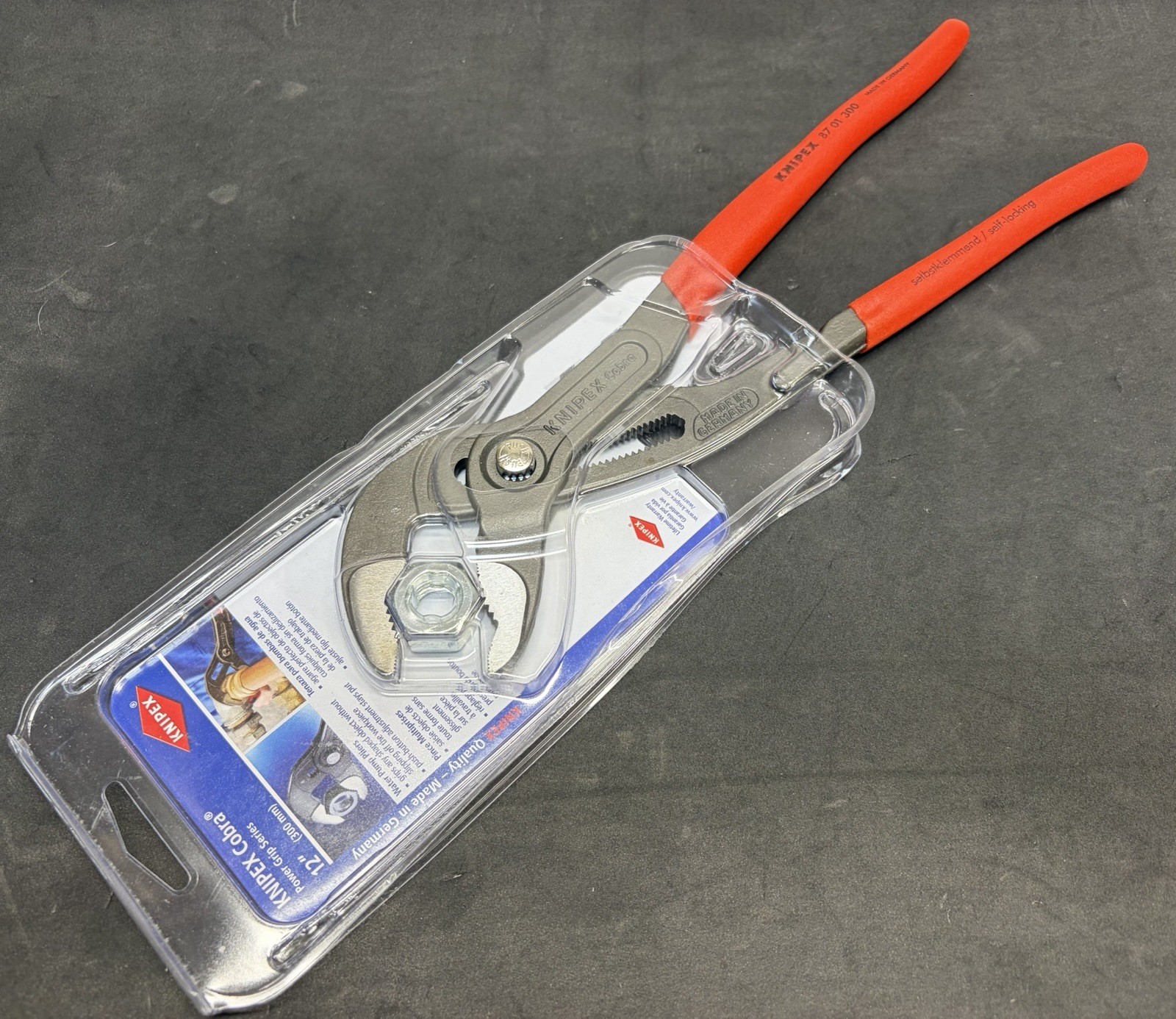 NEW! KNIPEX Tools 87 01 300 Cobra Power Grip Water Pump Pliers, 12-Inch