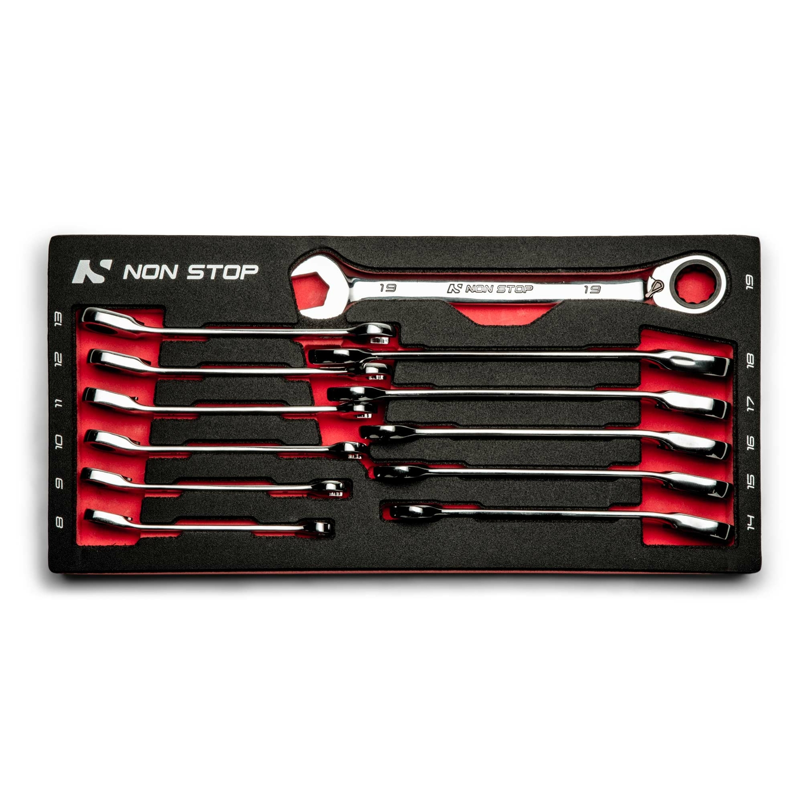 Non Stop Ultrafine Reversible Ratcheting Combination Wrench Set, 12-Piece Metric