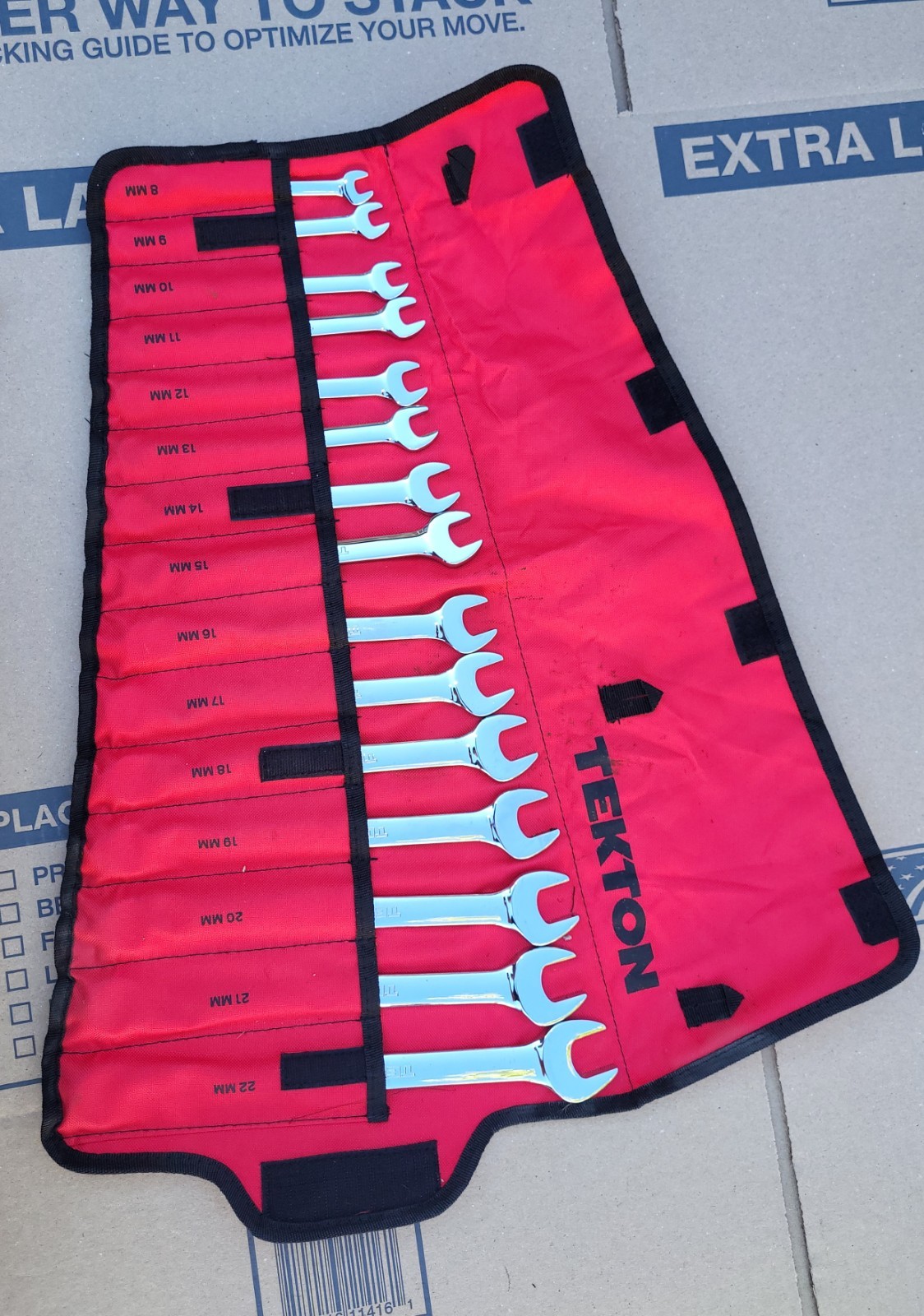 Tekton 15 Piece Combination Wrench Set With Pouch. 8mm-22mm