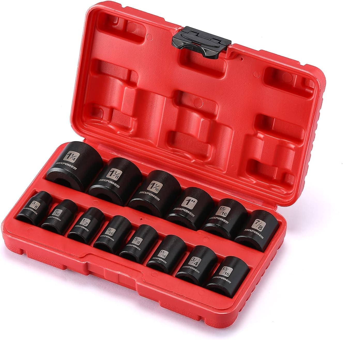Chrome Vanadium 14-Piece Impact Socket Set with Black Phosphate Finish
