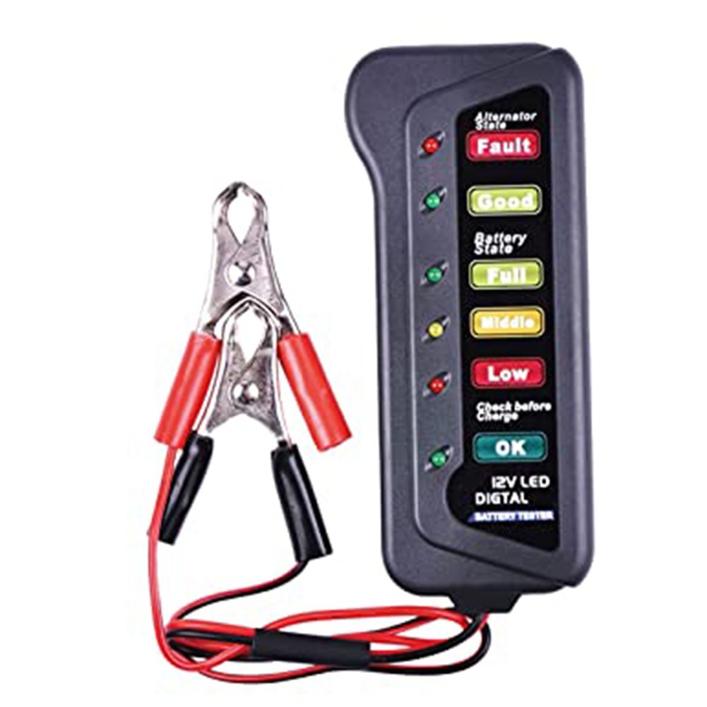 User Friendly 12V Car Tester with Two Testing Clips and LED Lights