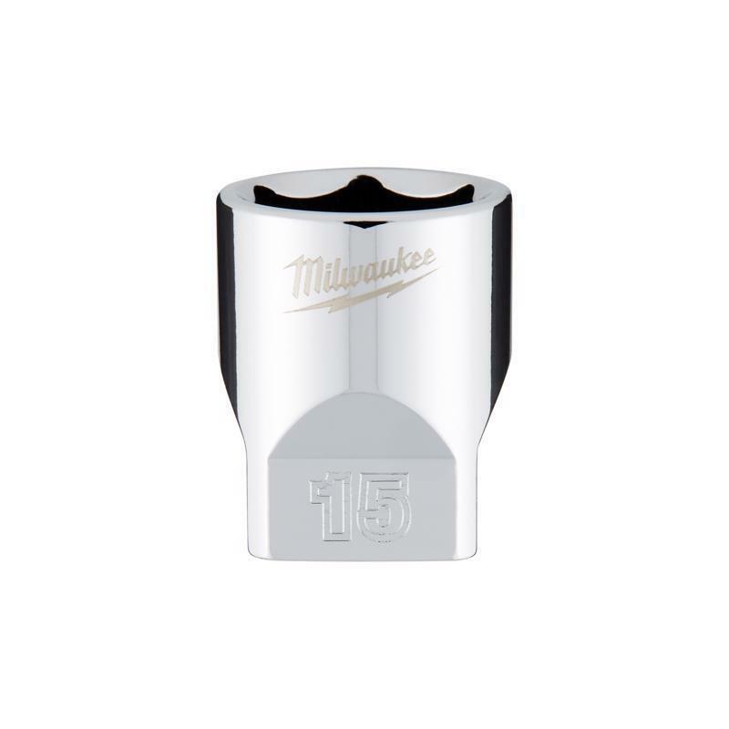 Milwaukee 15 mm X 1/4 in. drive Metric 6 Point Standard Socket