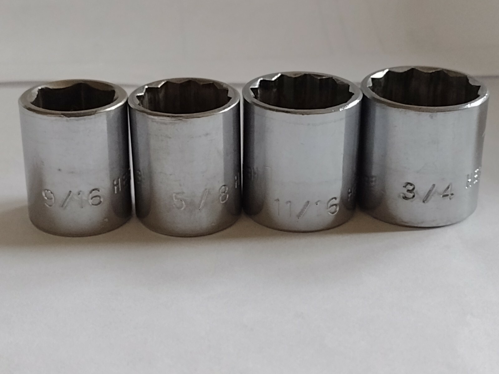 Set of 4 Vintage Herbrand 3/8” Drive Sockets