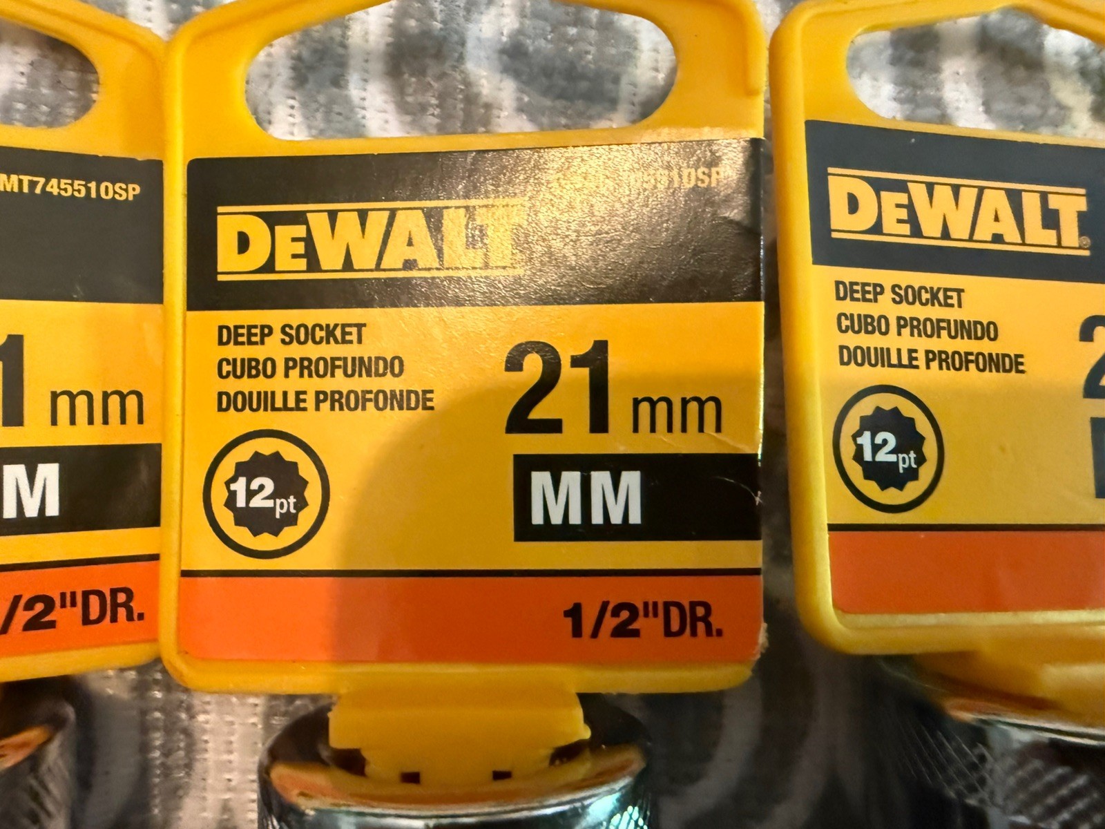 Dewalt 21 MM 1/2” drive chrome deep well 12 point Socket – 3 New with tags