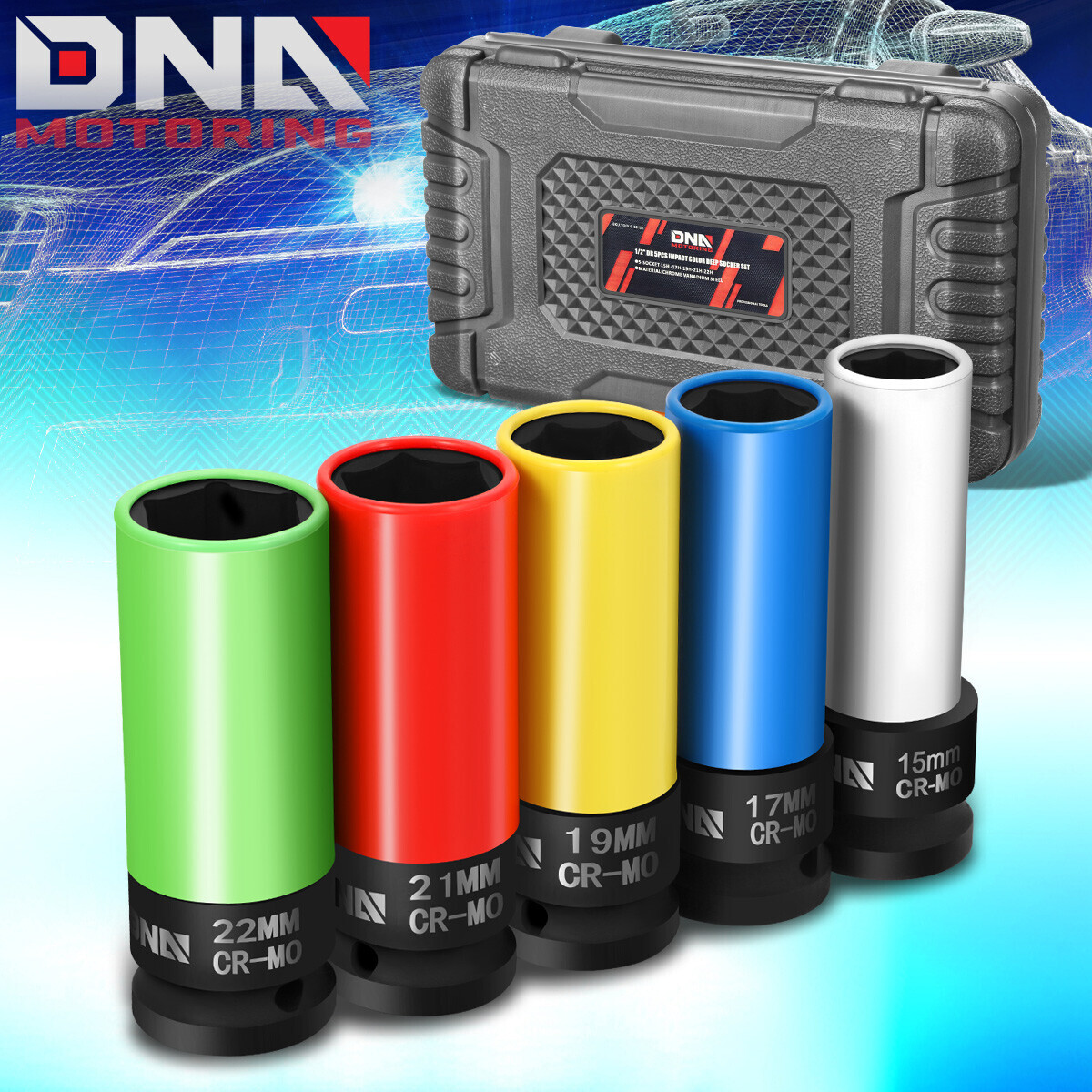 5Pcs 1/2″ Drive Deep Impact Wheel Protector Lug Nut Bolt Socket Set w/Carry Case