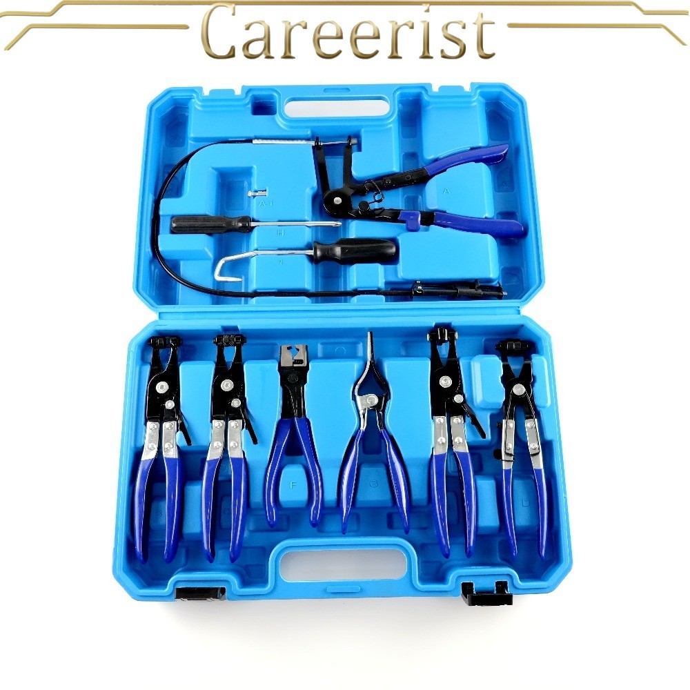 10Pc Hose Clamp Clip Remover Pliers Wire Long Reach Kit Fuel Oil Water Hose Tool