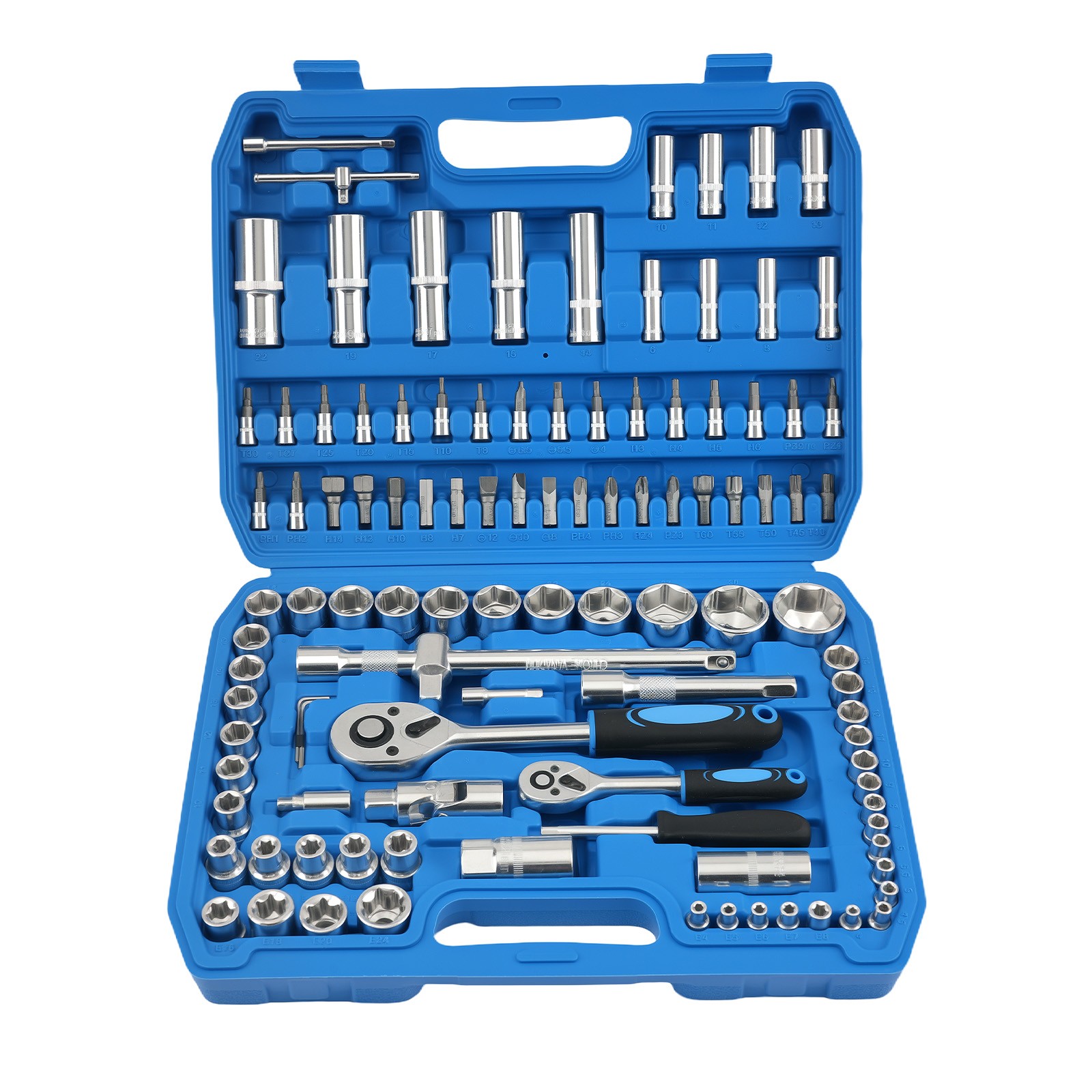 108PCS Mechanics Kit 1/2 1/4 Drive Ratchets Sockets CR-V 10-32mm Tool Set