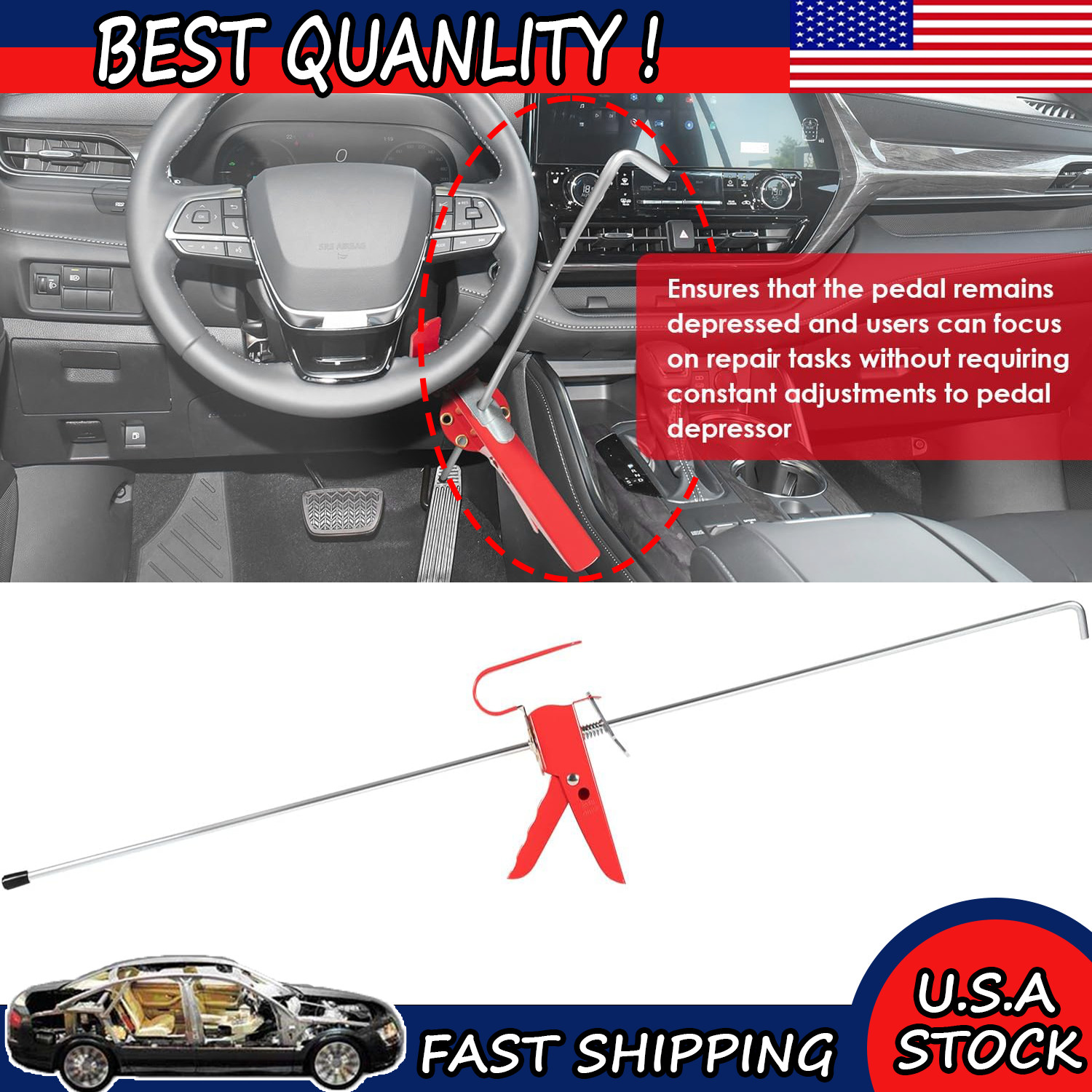 THE393 Universal Adjustable Throttle Pedal Depressor Tool Brake Pedal Depressor