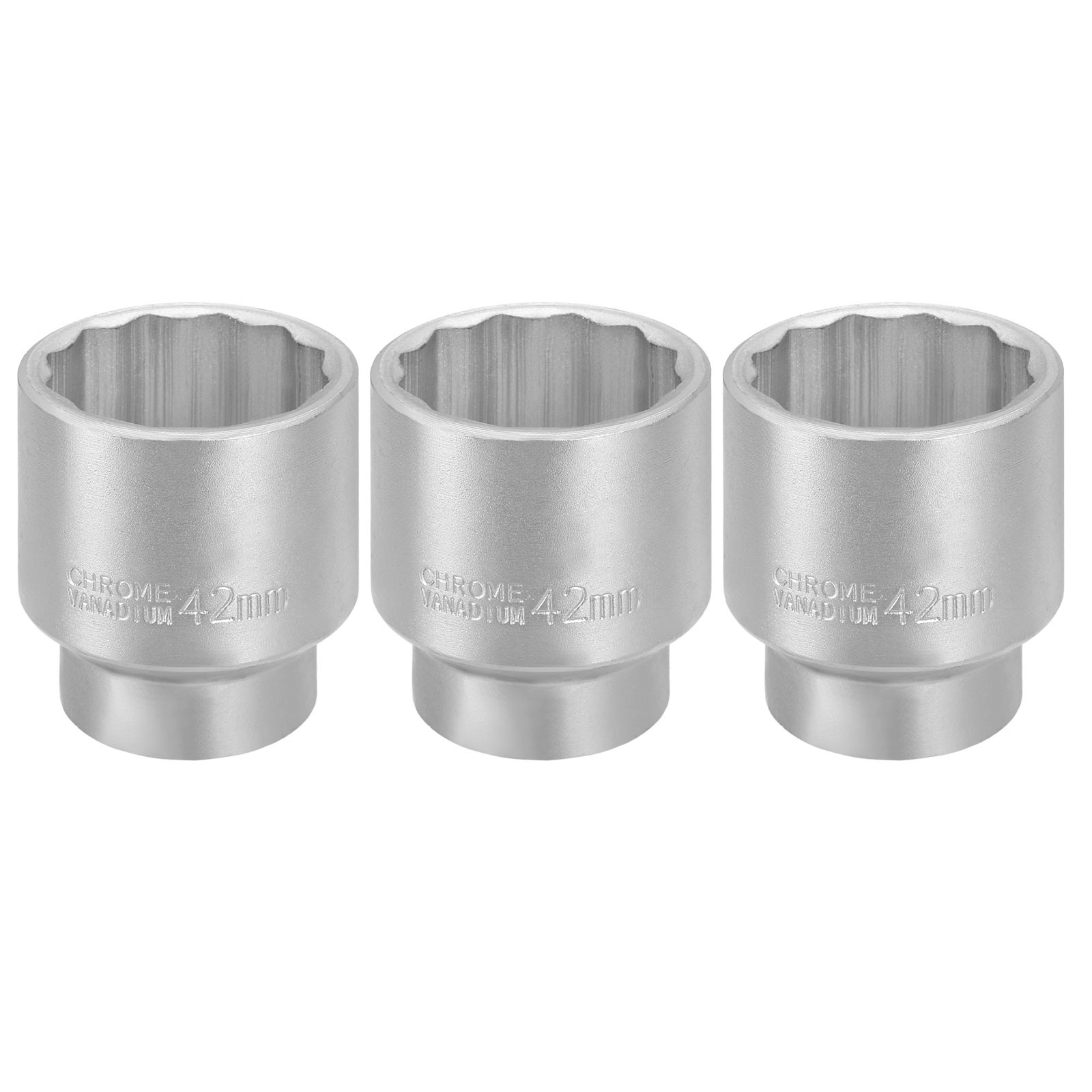 3pcs 12 Points Socket 3/4″ Drive 42mm Metric Impact 2.6″ Long Zinc Plating