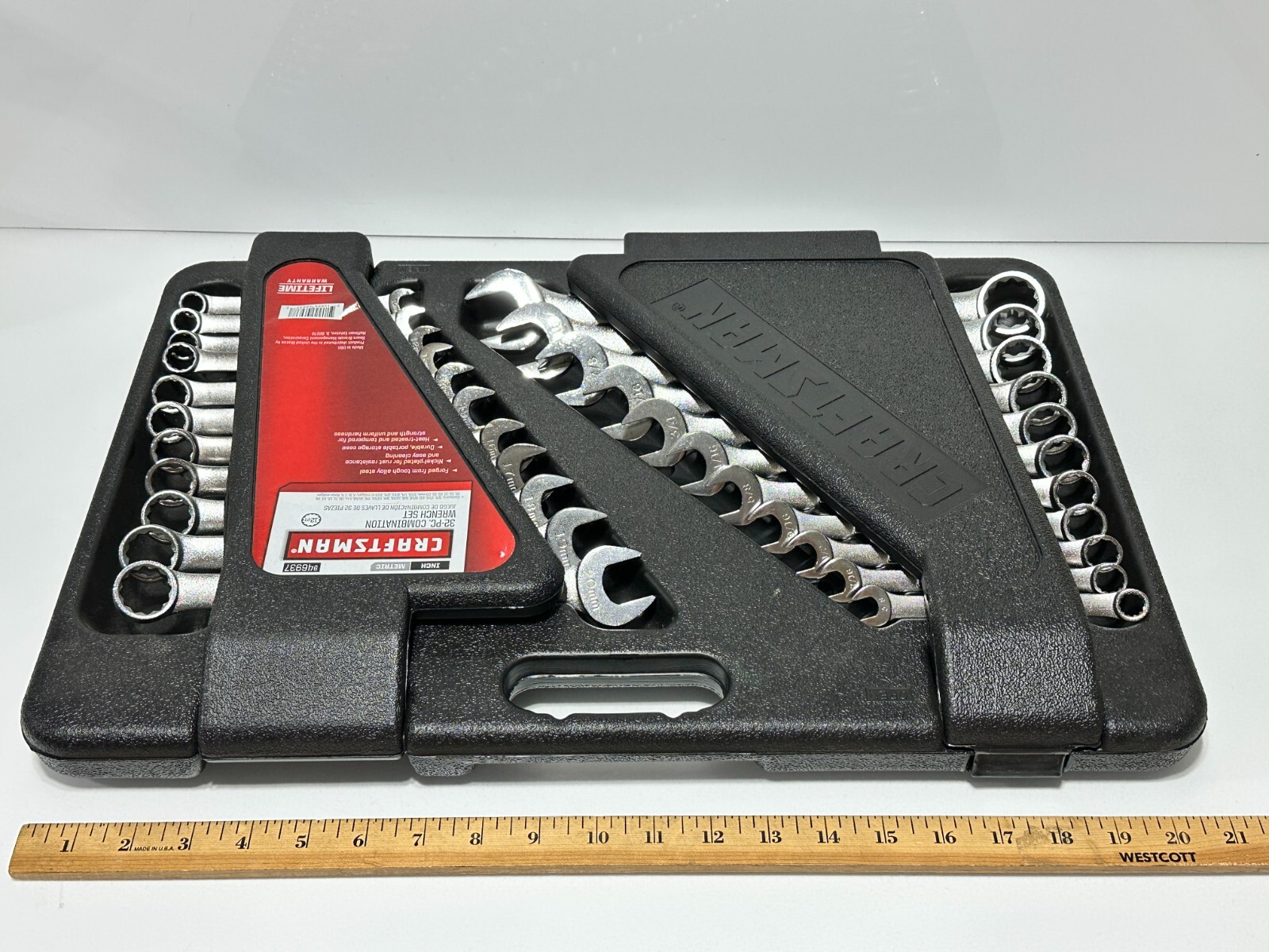 NOS Craftsman USA 46937 32pc Metric SAE Combination Wrench Set in Hard Case