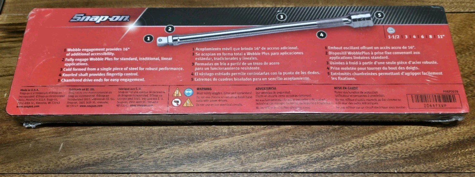 *NEW* Snap On Tools 206AFXWP 3/8″ 6pc WOBBLE PLUS Extension Set FREE SHIPPING