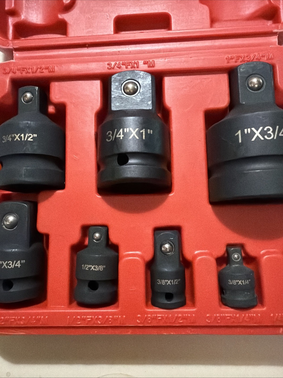 8Pcs Impact Socket Reducer Adapter Set Convertor Adaptors 1/4″ 3/8″ 1/2″ 3/4″ 1″