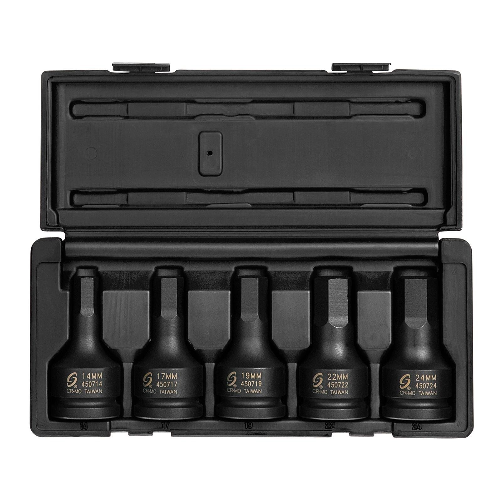 Sunex 4507 3/4″ Dr. 5 Pc. Metric Hex Drive Impact Socket Set