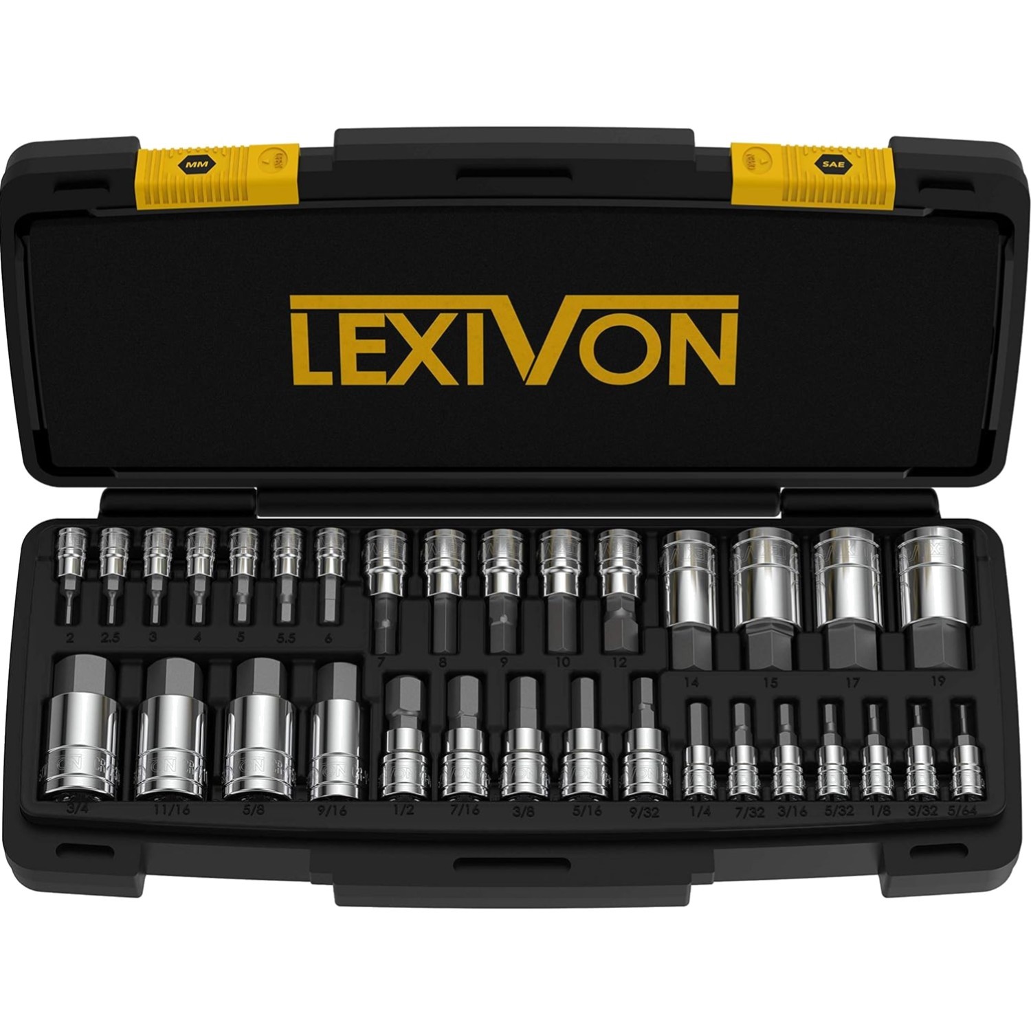 HEX Bit Socket Set 32-Piece S2 Alloy Steel SAE Metric