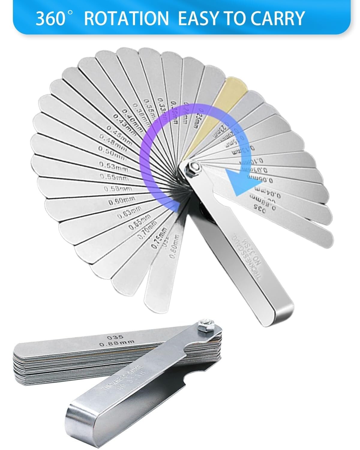 32 Blades Feeler Gauge Set Stainless Steel Dual Marked Metric And Standard SAE