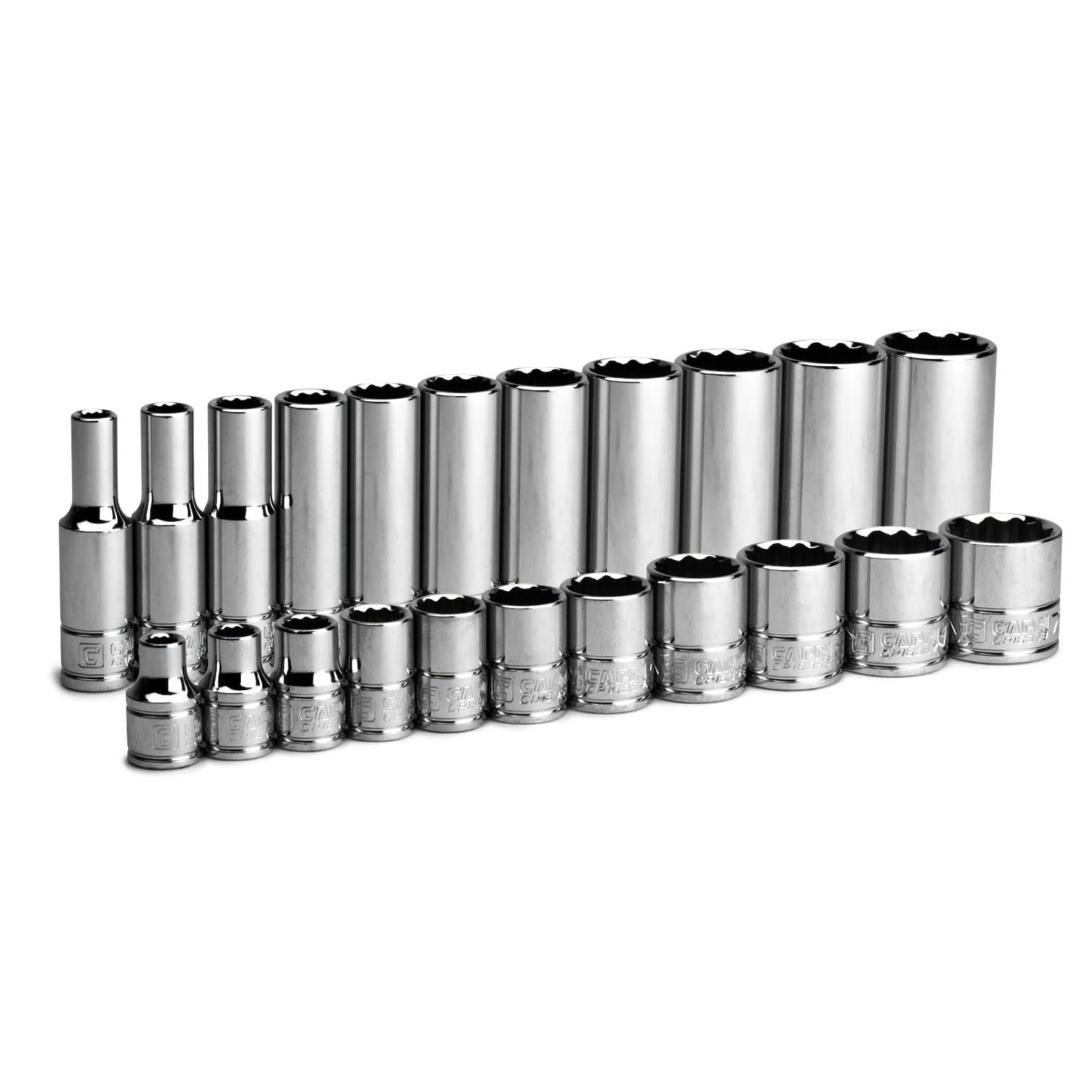12-Piece 3/8″ Drive Socket Set, Shallow & Deep, SAE Sizes 1/4″ to 7/8″, Tools