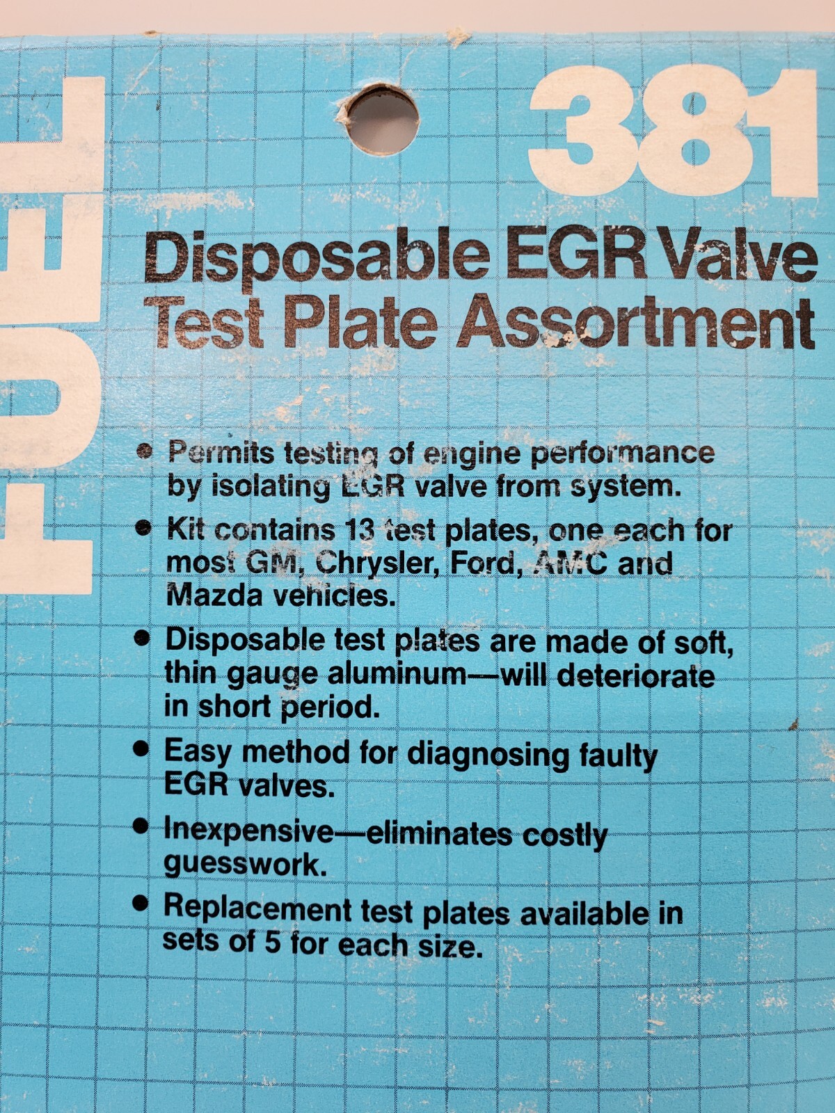 Thexton Disposable EGR Valve Test Plate Assortment #381 Retired