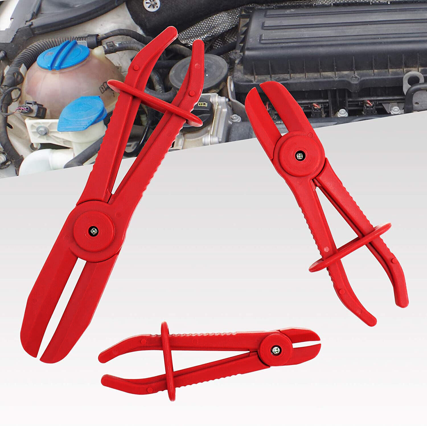 3PCS Hose Clamp Set Fuel Water Brake Line Pipe Pinch Off Pliers Red Hand Tool