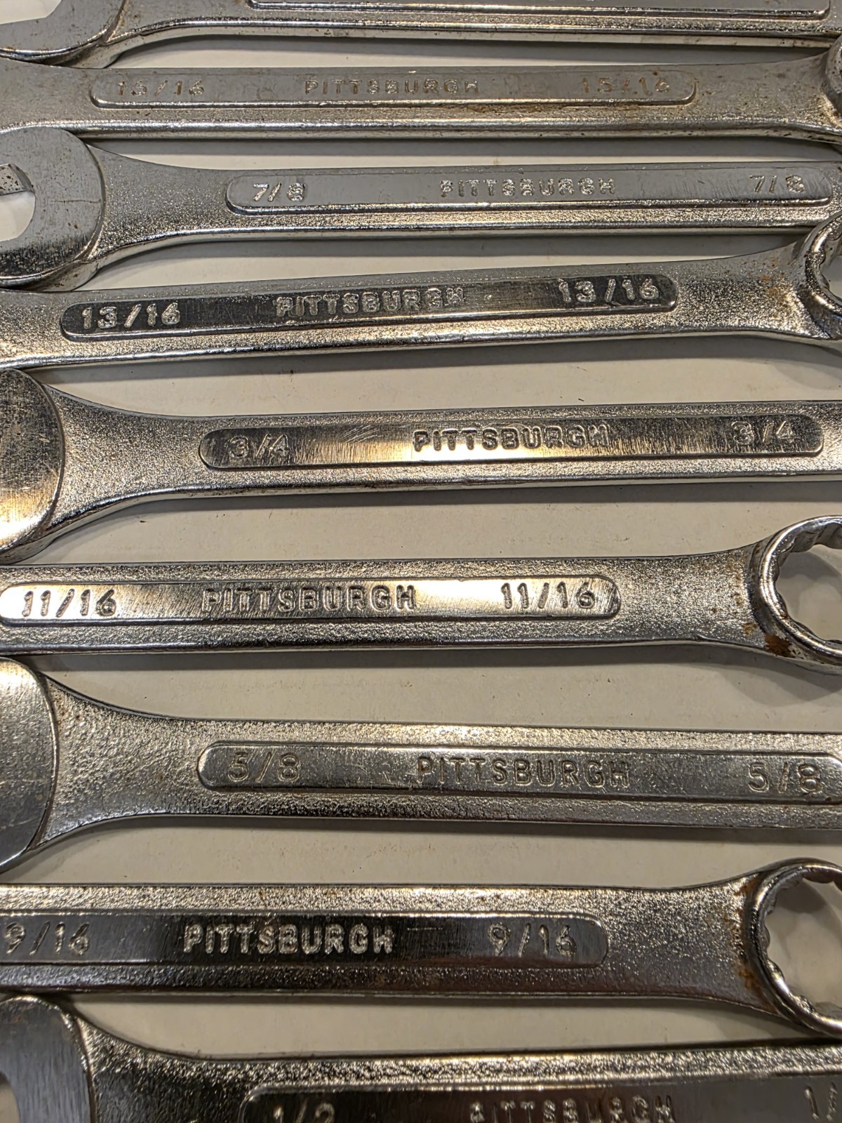 Pittsburgh Combination Wrench Set 14 Peice Raised Panel 12 Point 15 Degree