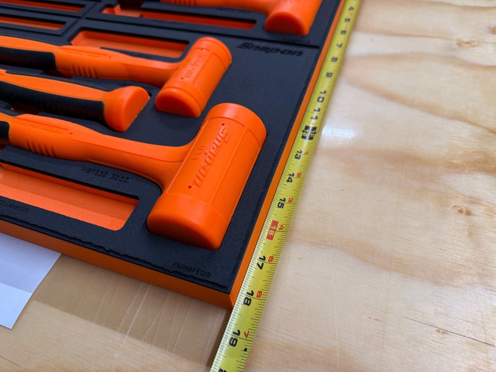 Snap-on Tools NEW ORANGE 6pc Soft Grip DeadBlow Soft Face Hammer Master Foam Set