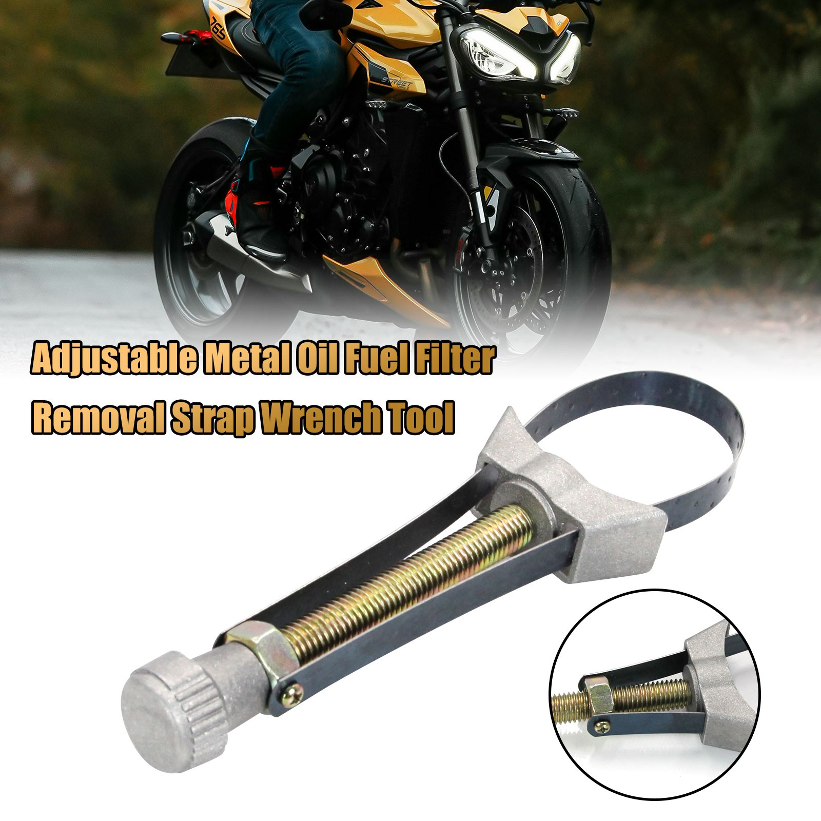 Auto Car Diameter Adjustable Oil Filter Removal Strap Wrench Tool