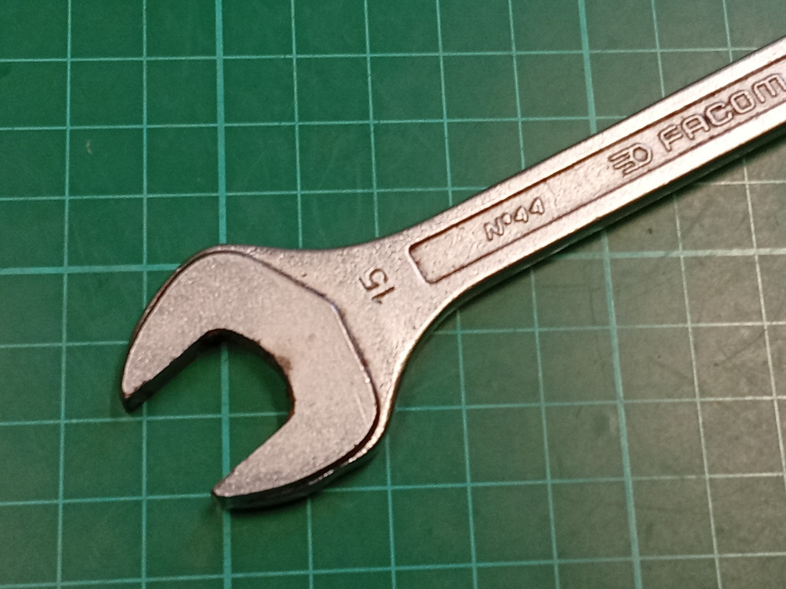 Facom No44, 14mm x 15mm, Vanachrome, Open Ended Spanner, Made In France