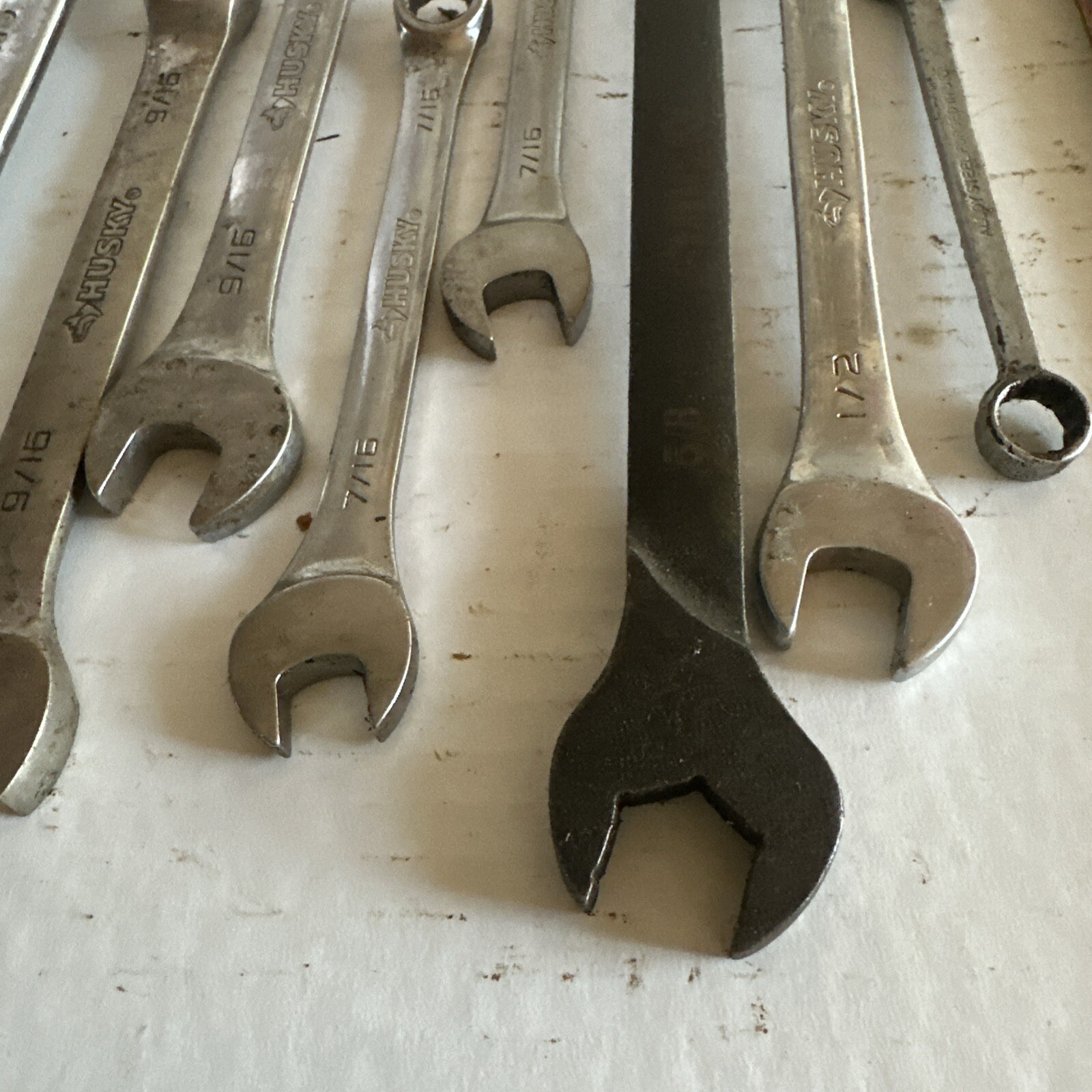 lot of 9 Husky wrenches Standard various sizes forged in U.S.A. drop steel VGC