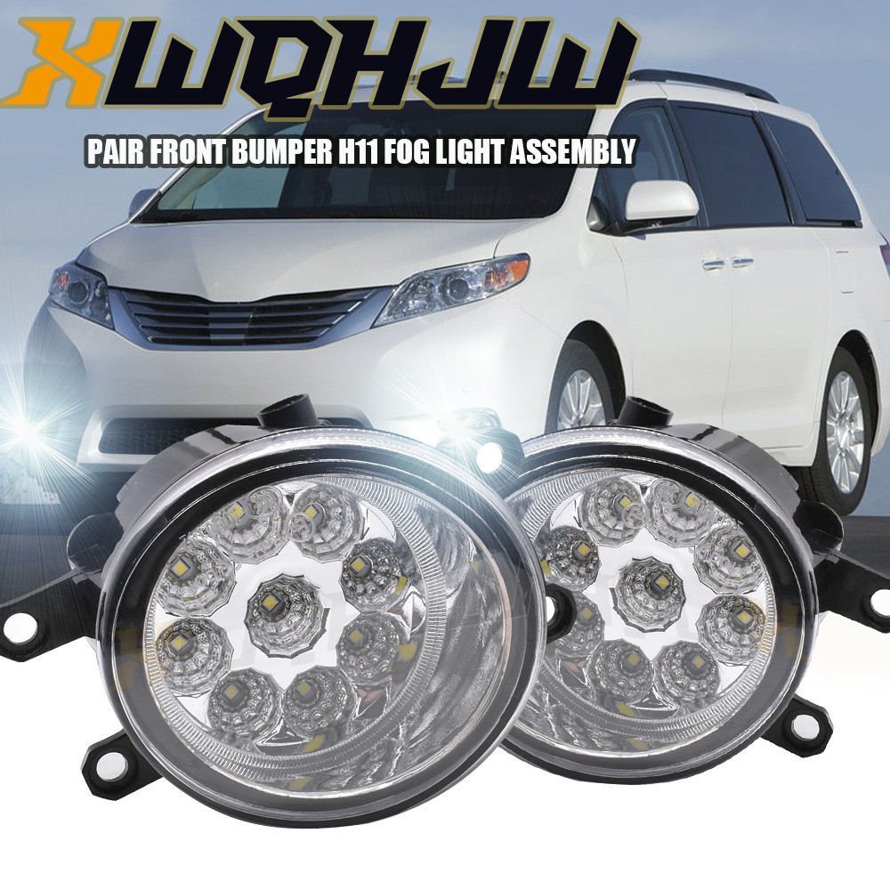 LED Front Bumper Fog Lights Driving Lamps Pair For Toyota Sienna 2011-2017
