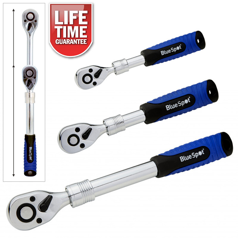 3 PACK OF CHROME VANADIUM TELESCOPIC EXTENDABLE RATCHET HANDLES 1/4″ 3/8″ 1/2″