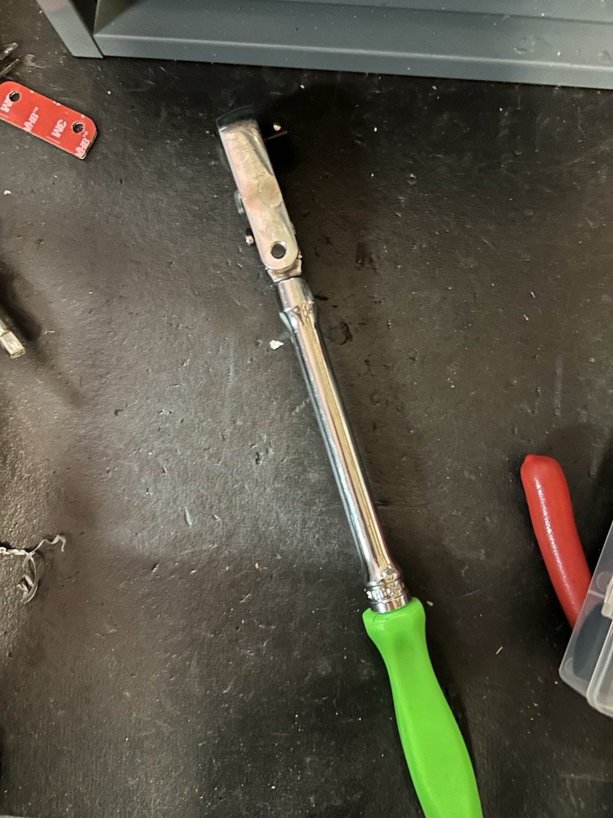 Snap-on FHLX80B — 3/8” Drive Long Flex-Head Locking Ratchet, Green Hard Grip