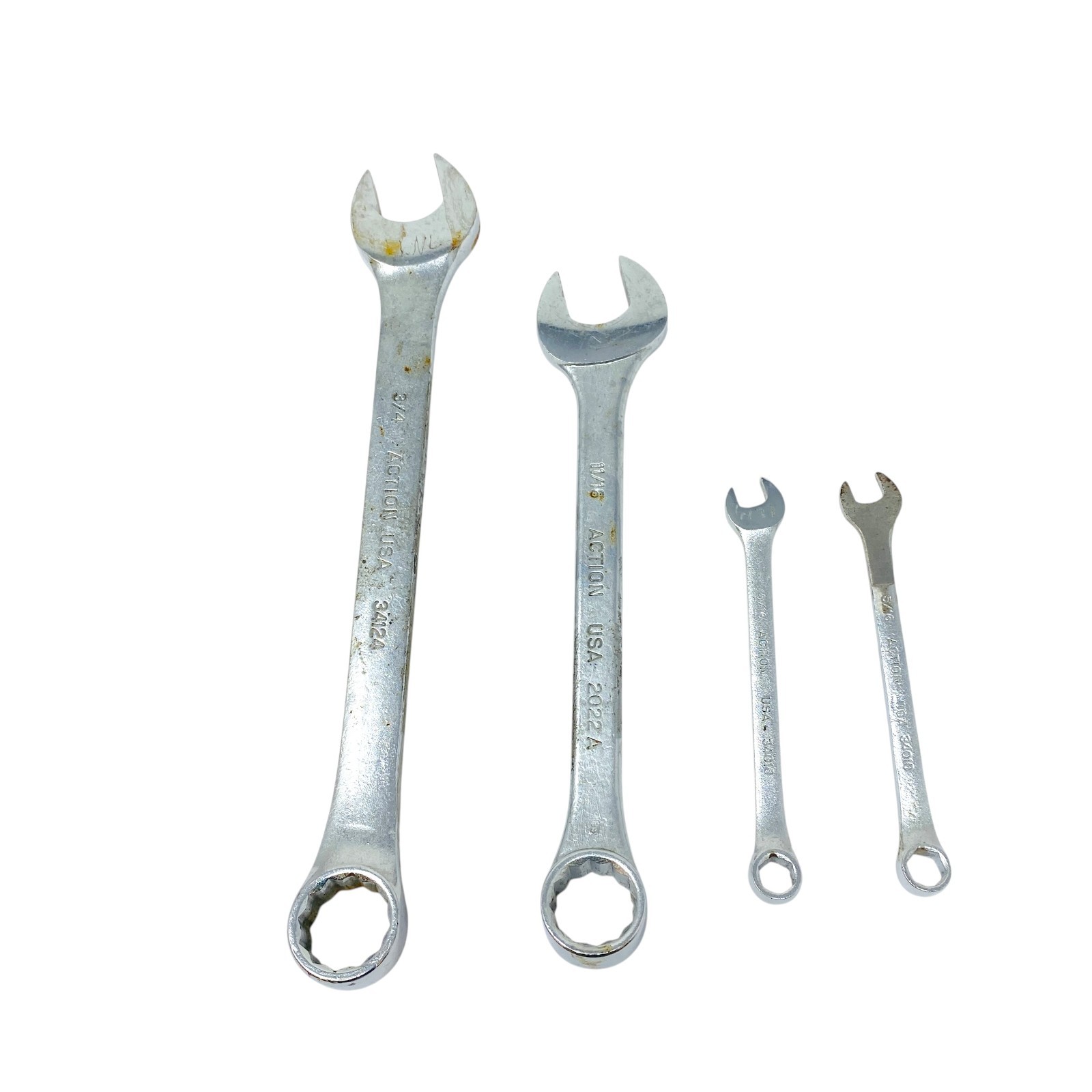 Action USA Lot SAE Combination Wrench Hand Tool Equipment Set, 4 Pcs