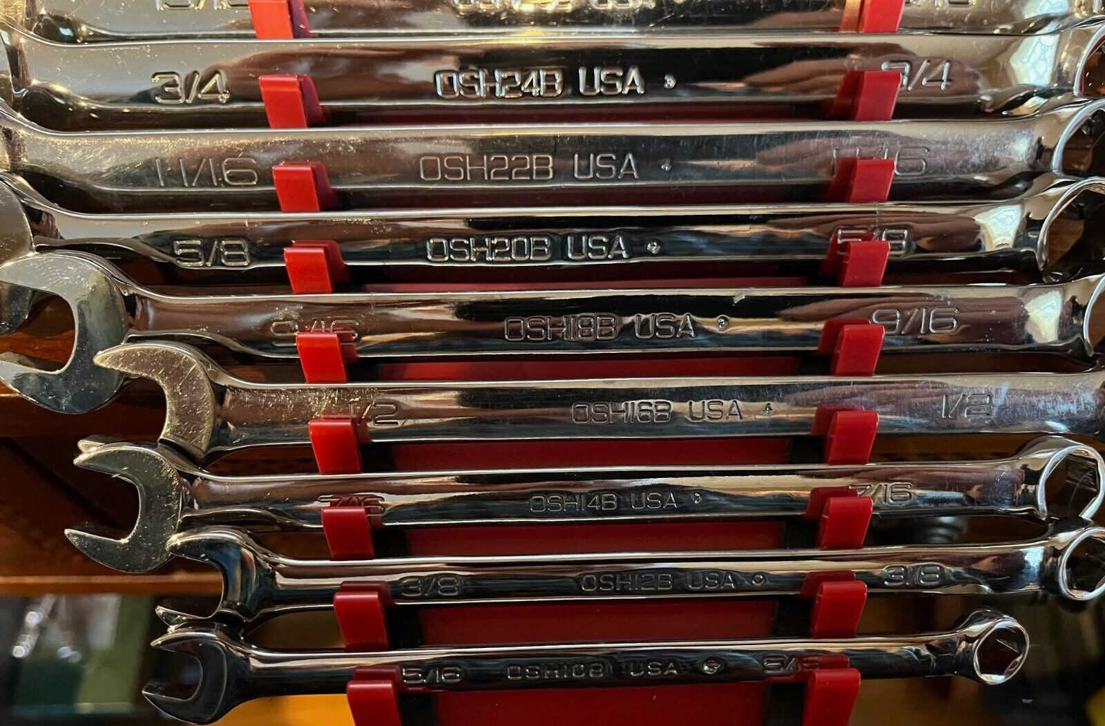 🔥Snap-on OSH710B 6 Point SAE Combination Wrench Set 10 Wrenches 5/16-7/8″