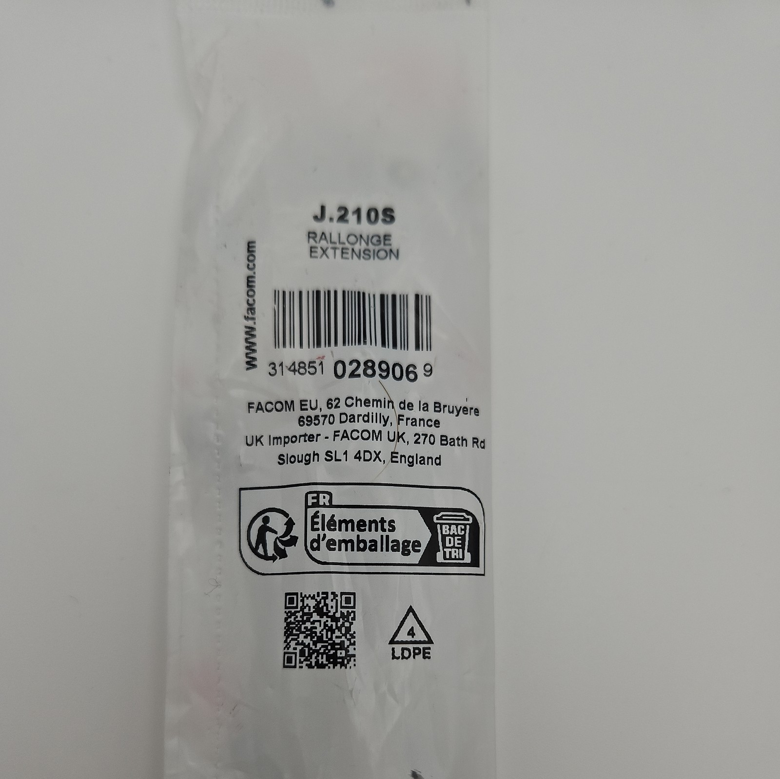 Facom 3/8 in Square Wobble Extension, 125 mm Overall – J.210S