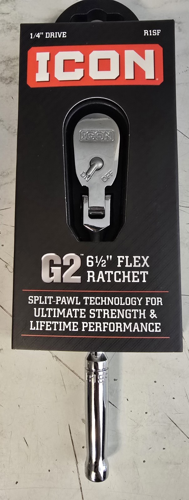 ICON 1/4 in. Drive Ratchet w/ Standard Grip R1SF ~ 6 1/2″ Flex Head ITEM 70445