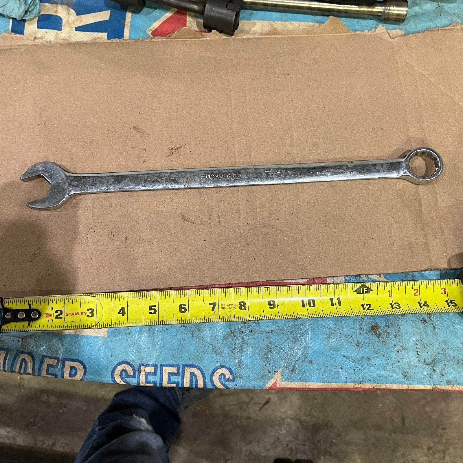 Pittsburgh New 7/8” Long Handle Chrome Combo Wrench 12pt