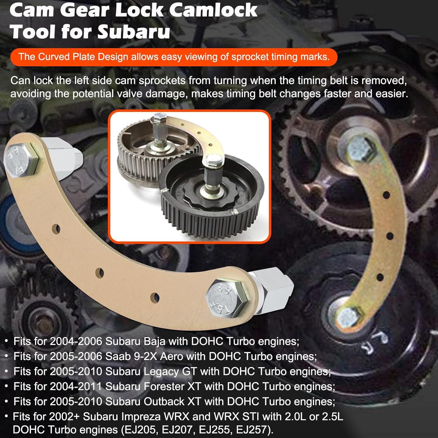 Cam Gear Lock Tool+Crank Pulley Tool+STD Cam Sprocket Tool Kit For Subaru STD