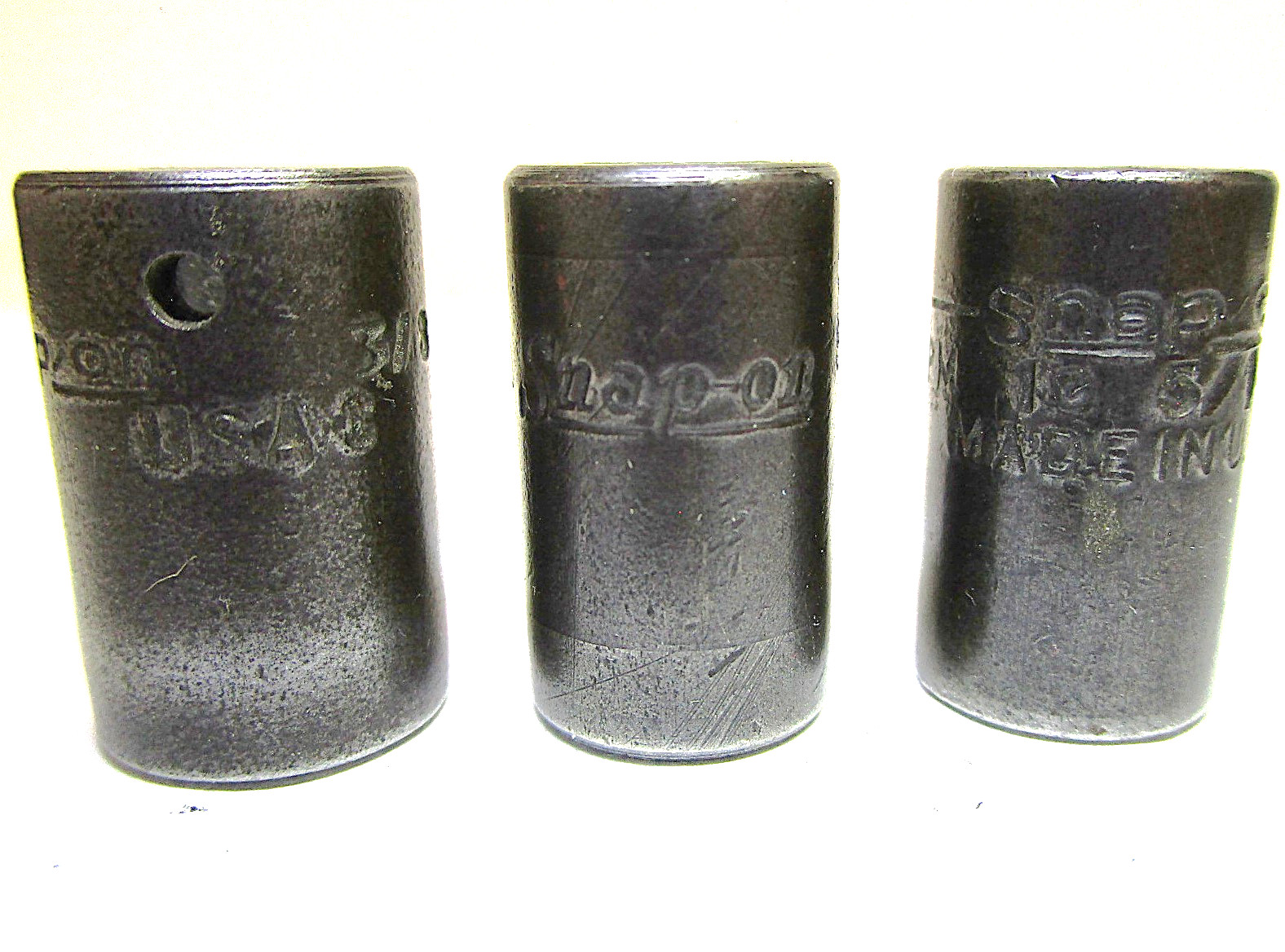 Snap-on USA 1/4″ Drive 3/8″ PM12 & (2) 5/16″ PM10 6pt Shallow Sockets Vintage