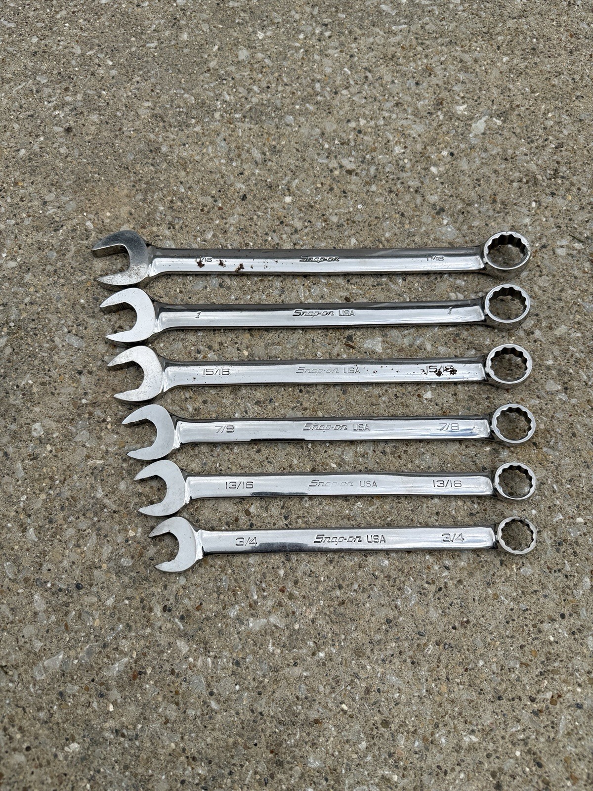 Snap-on Large Size SAE Combination Wrench Set 3/4” thru 1-1/16” OEX/SOEX Series