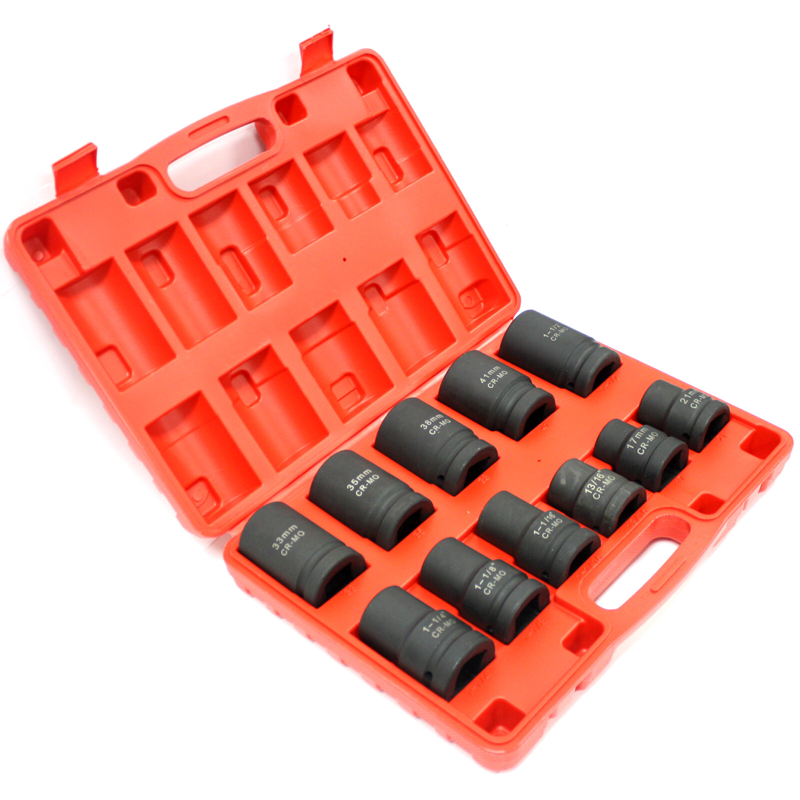 SAE & Metric 11pc 1″ Dr Heavy Duty Impact Socket Set for Truck Tractor Equipment