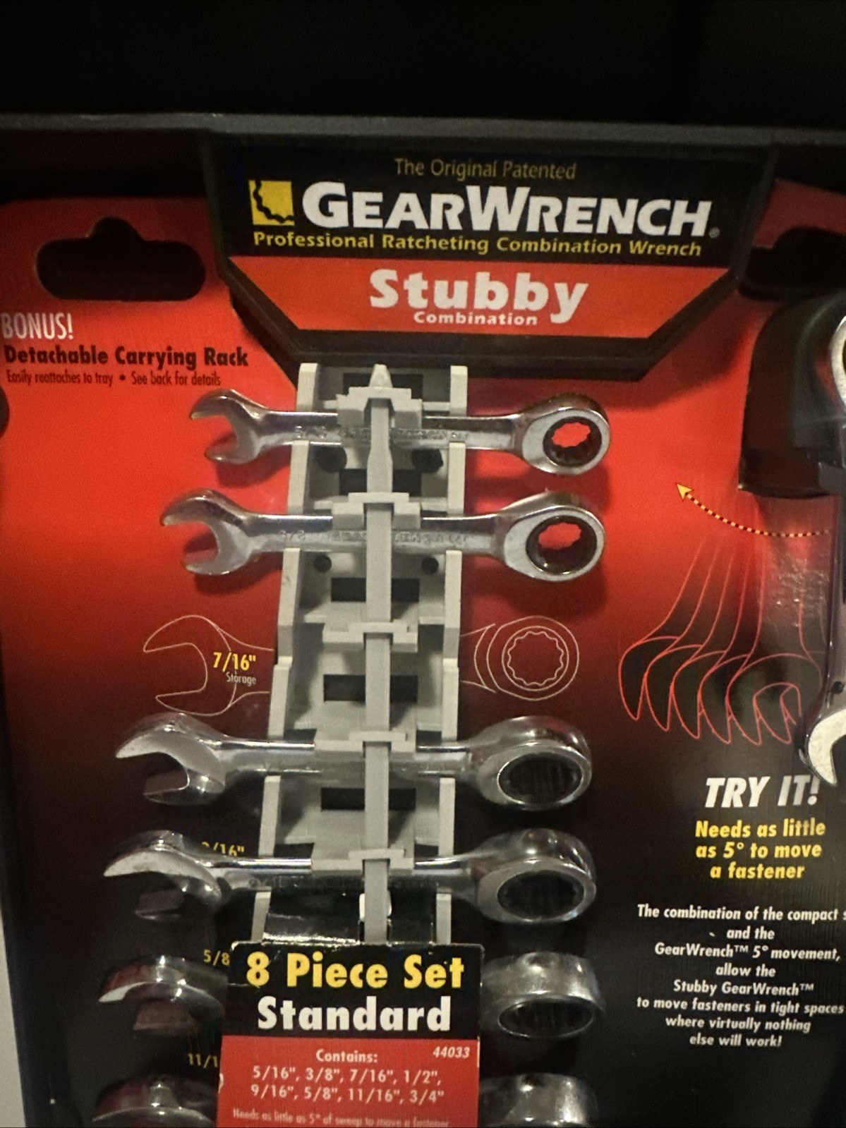 GearWrench 44033 Piece SAE Stubby Combination Ratcheting Wrench Set