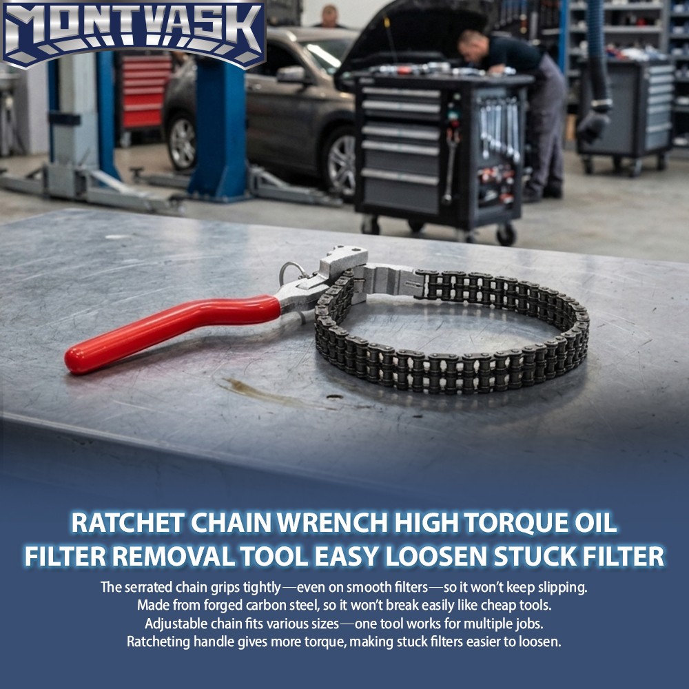 Heavy-Duty Ratcheting Chain Wrench Oil Filter Change Pipe Fittings 60-160mm
