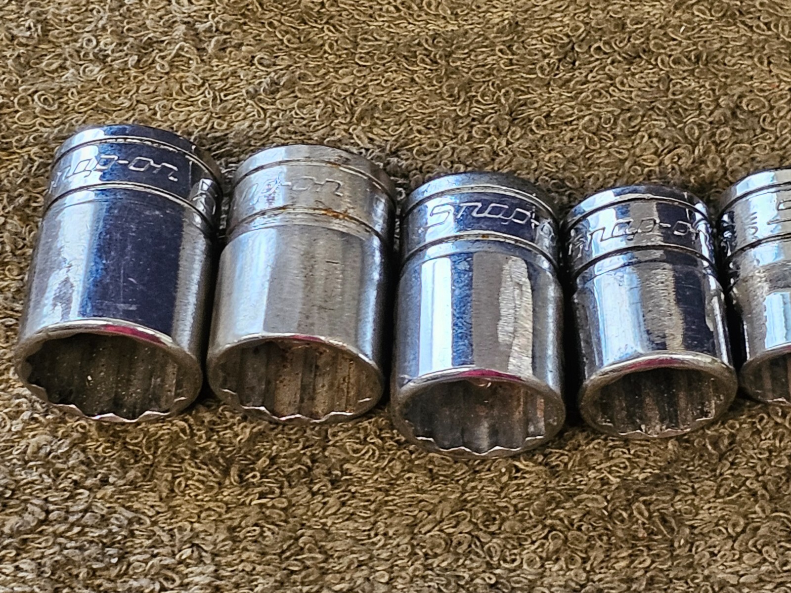 13 Snap On Socket Set 3/8″ Drive F F301 12 Point SAE 15/16 7/8 13/16 3/4 11/16