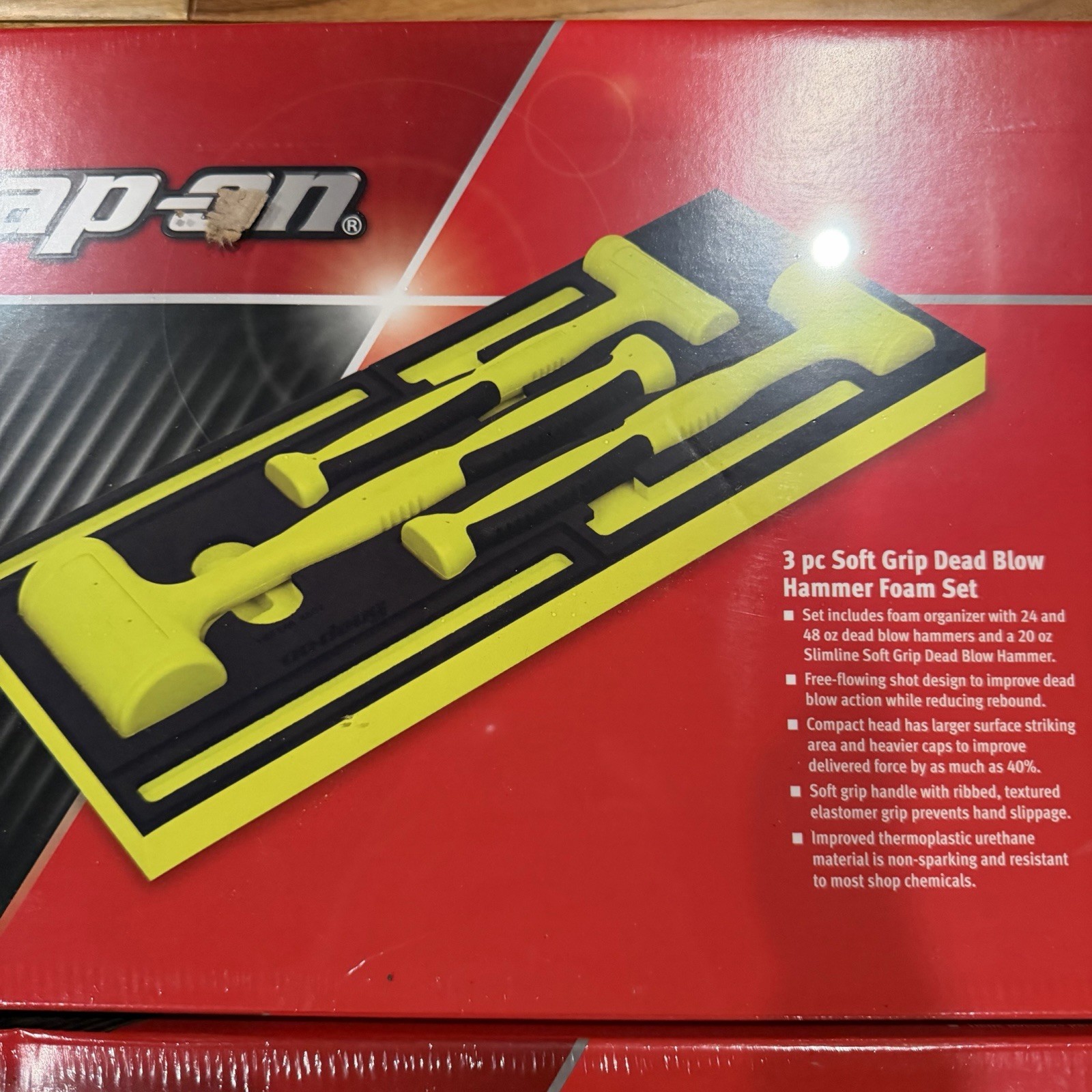 Snap-on Tools NEW 6pc HI VIZ YELLOW Dead Blow Hammer Set w/ PRO-FI Foam HBFE6FHV