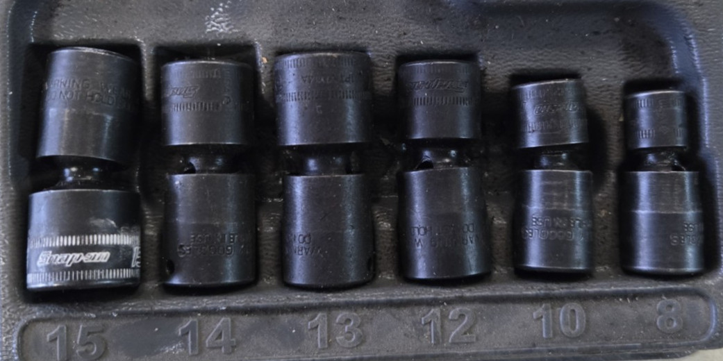Snap-On IPTMM15A 8 10 12 14 15 6 pc Metric Shallow 1/4” Drive Swivel Impact Set