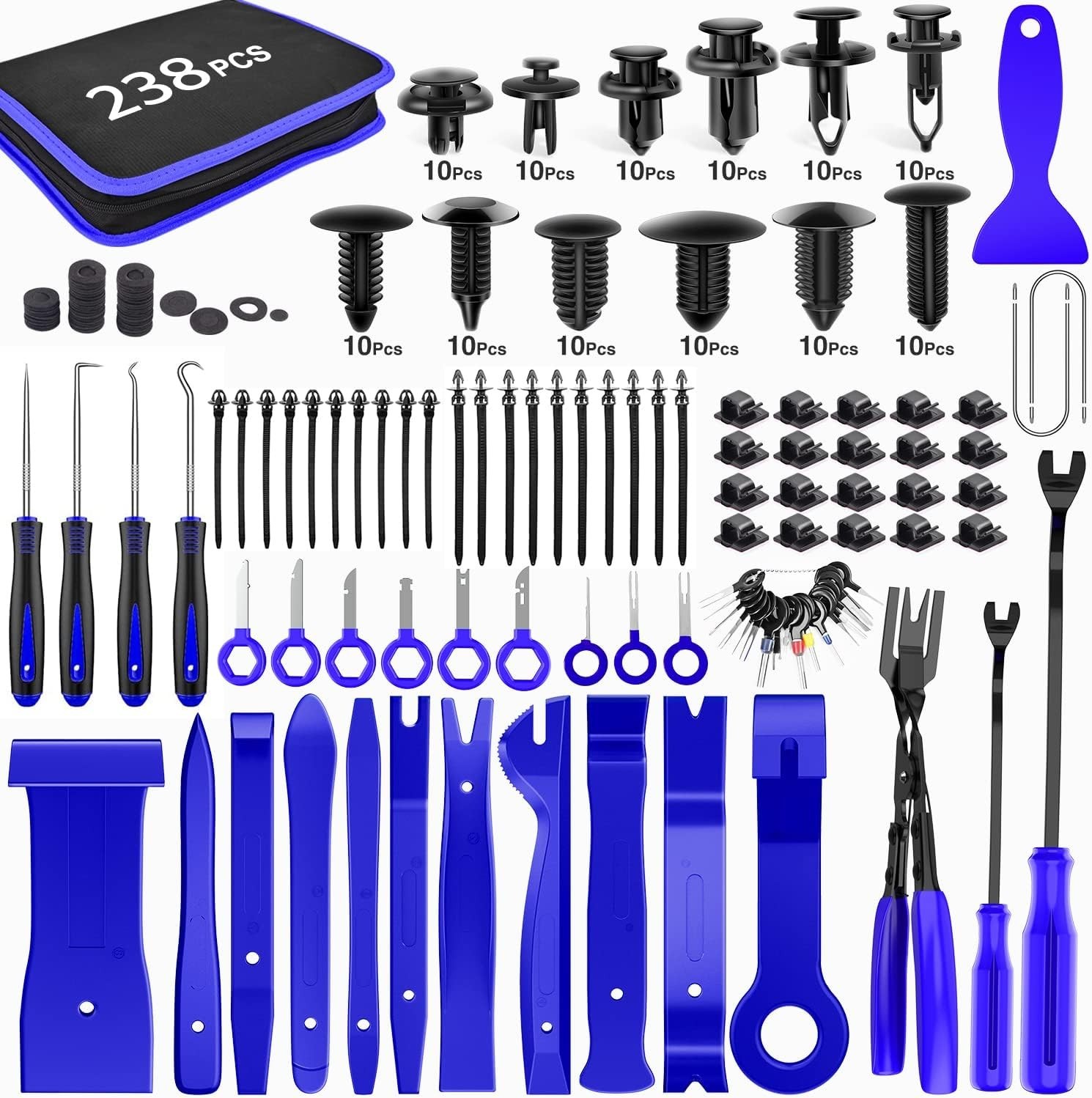 Auto Trim Removal Tool Kit – 238 Pcs Fasteners, Clips and Panel Removal Tools